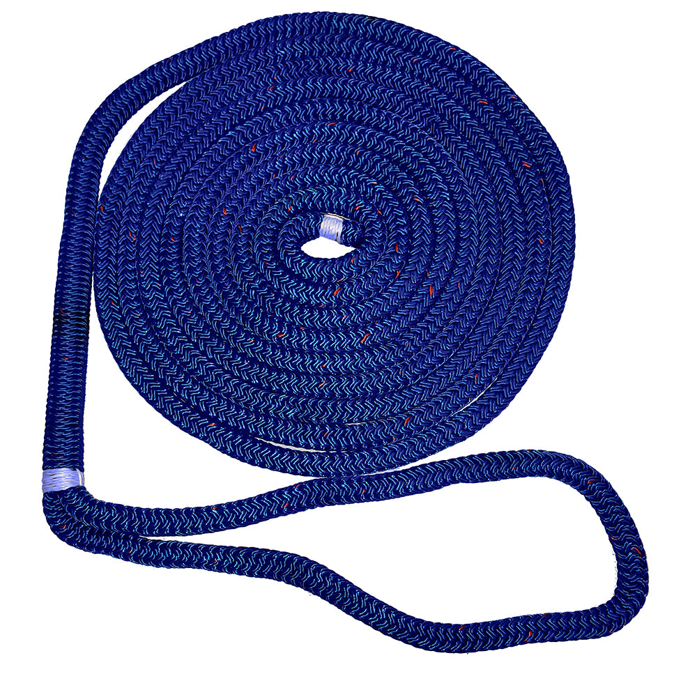 New England Ropes 38 Double Braid Dock Line Blue wTracer 15 C50531200015