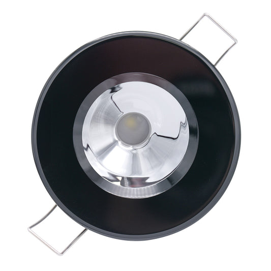 Lumitec Illusion Flush Mount LED Down Light  Warm White  Dimming  Black Housing  Chrome Reflector 117169