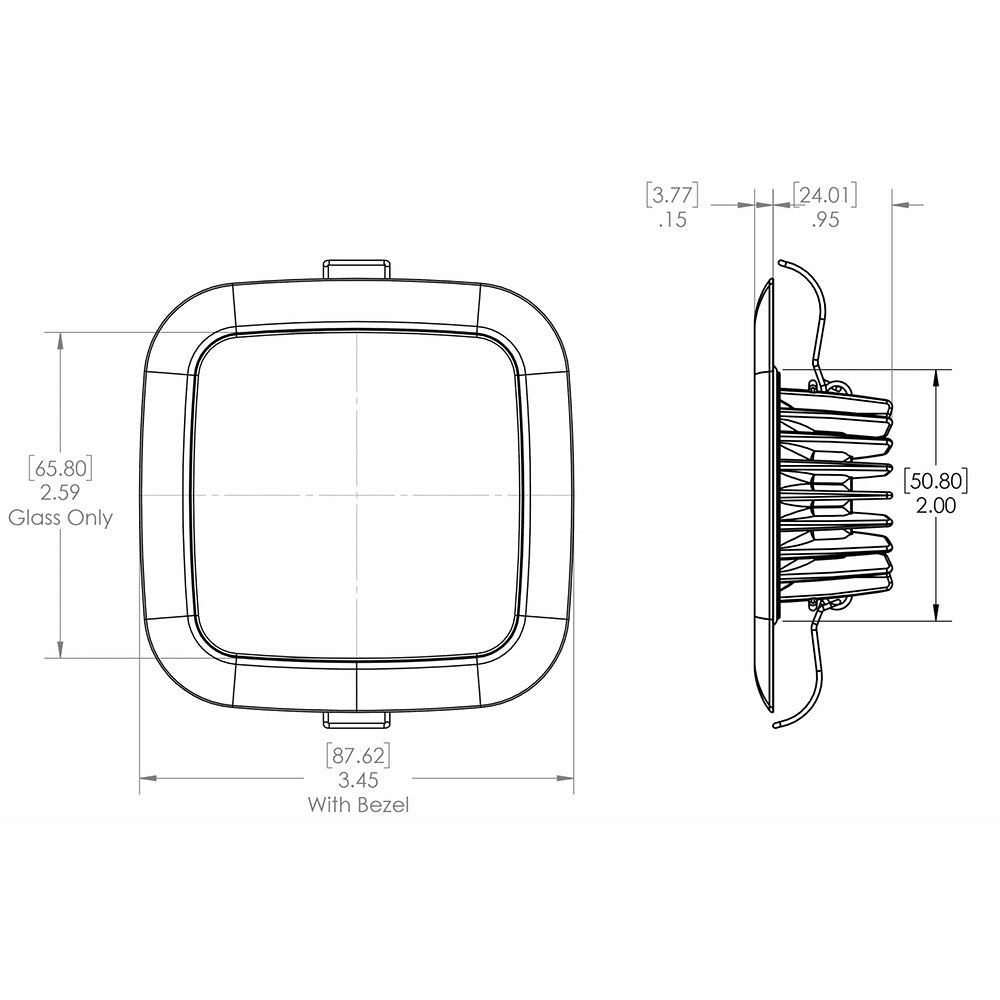 Lumitec Square Mirage Down Light  White Dimming RedBlue NonDimming  Polished Bezel 116118