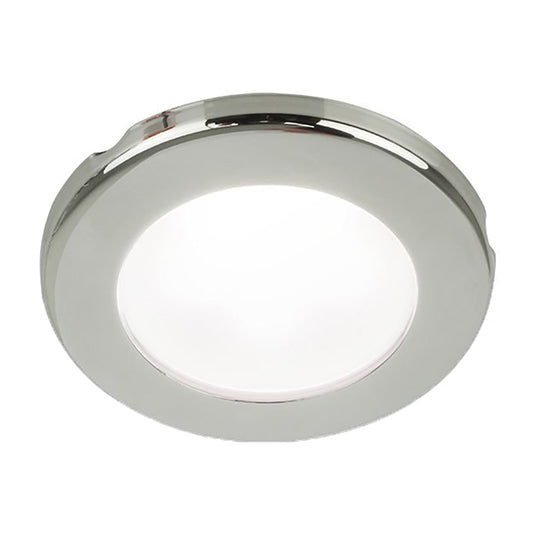 Hella Marine EuroLED 75 3 Round Screw Mount Down Light  White LED  Stainless Steel Rim  24V 958110121
