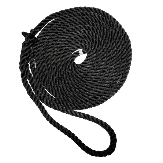 New England Ropes 12 Premium 3Strand Dock Line  Black  35 C60541600035