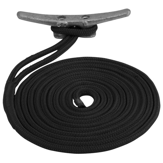 SeaDog Double Braided Nylon Dock Line  12 x 20  Black 302112020BK1
