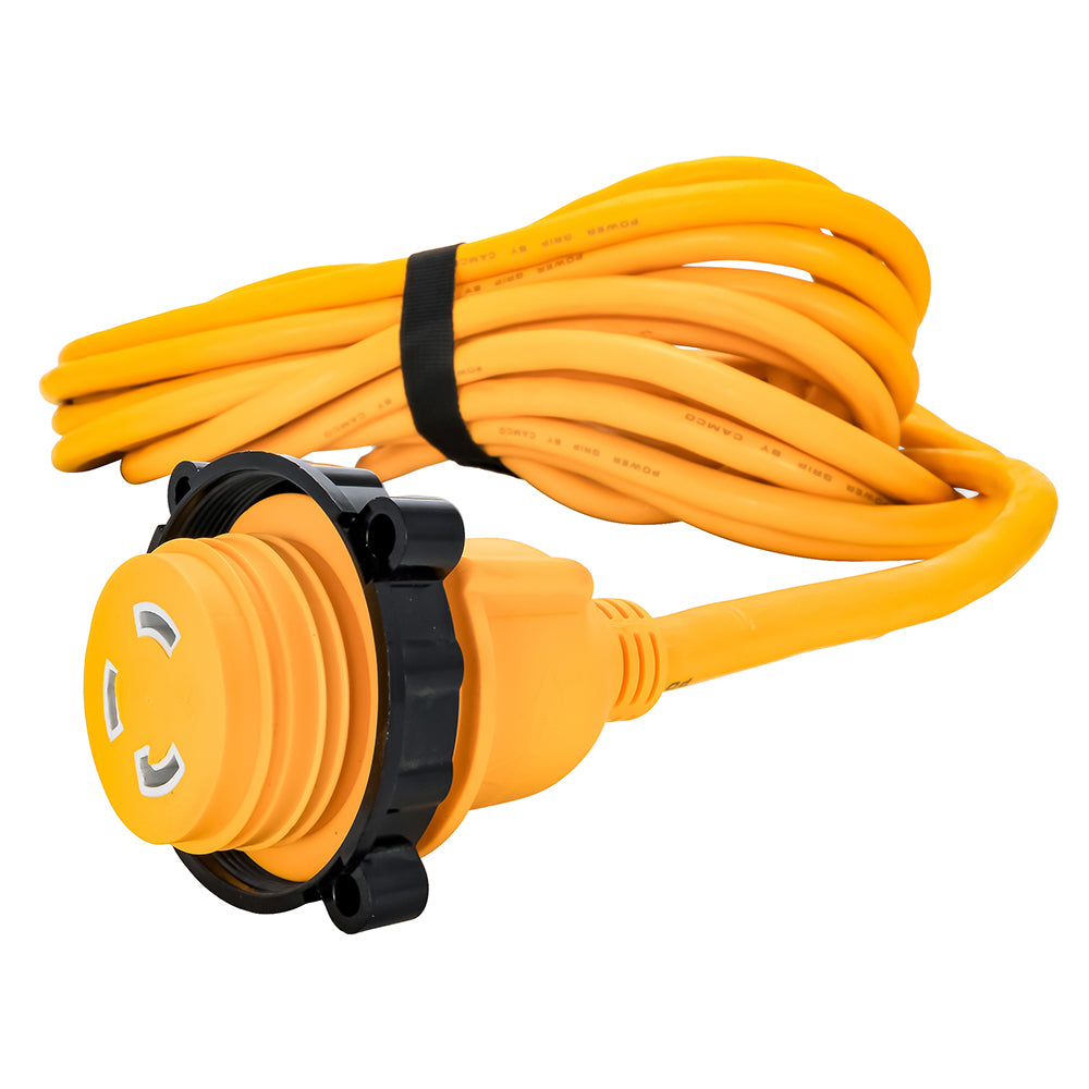 Camco 30 Amp Power Grip Marine Extension Cord  50 MLockingFLocking Adapter 55613